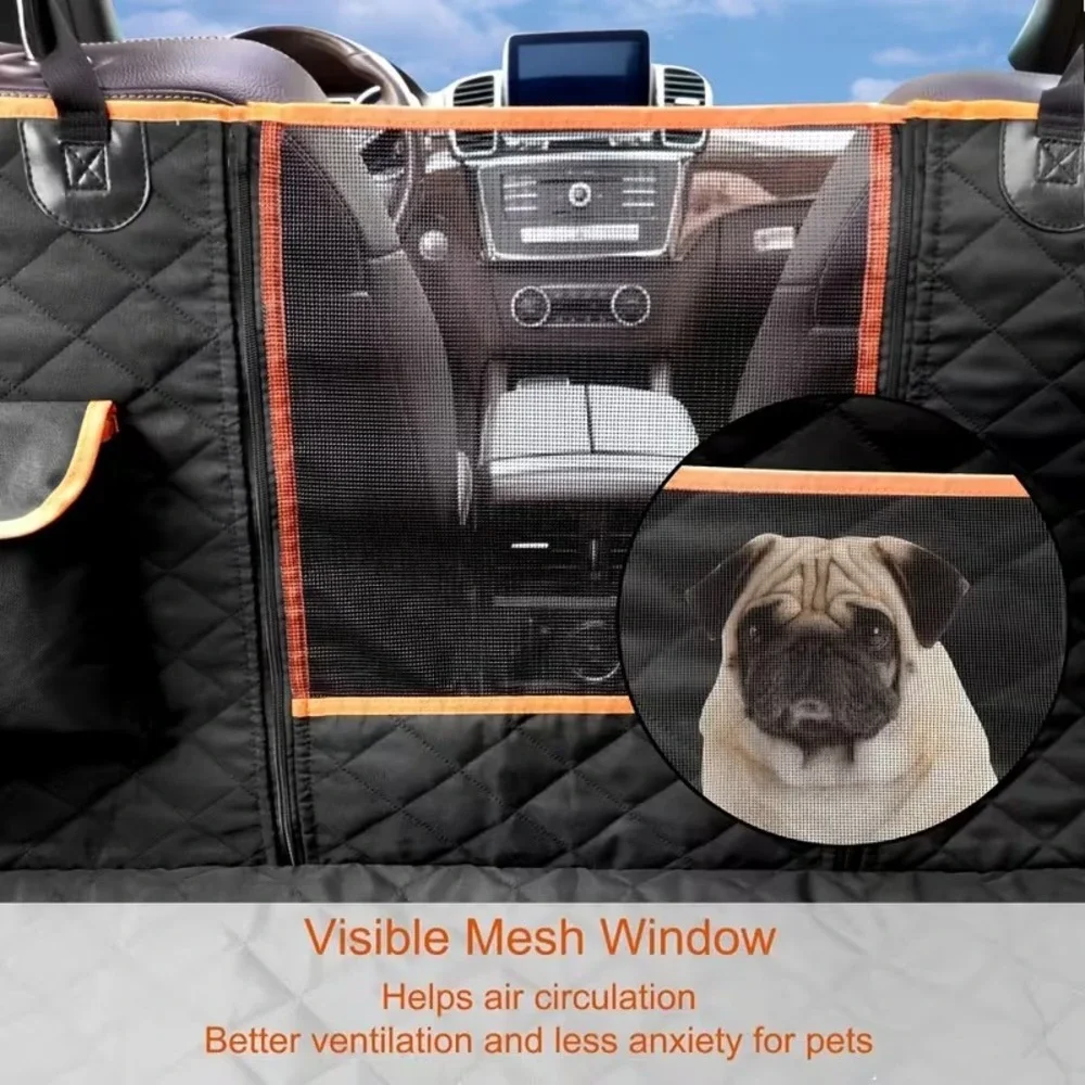 Dog Pet Car Seat Cover for Back Seat, Heavy Duty, Mesh Window, Side Door Flaps